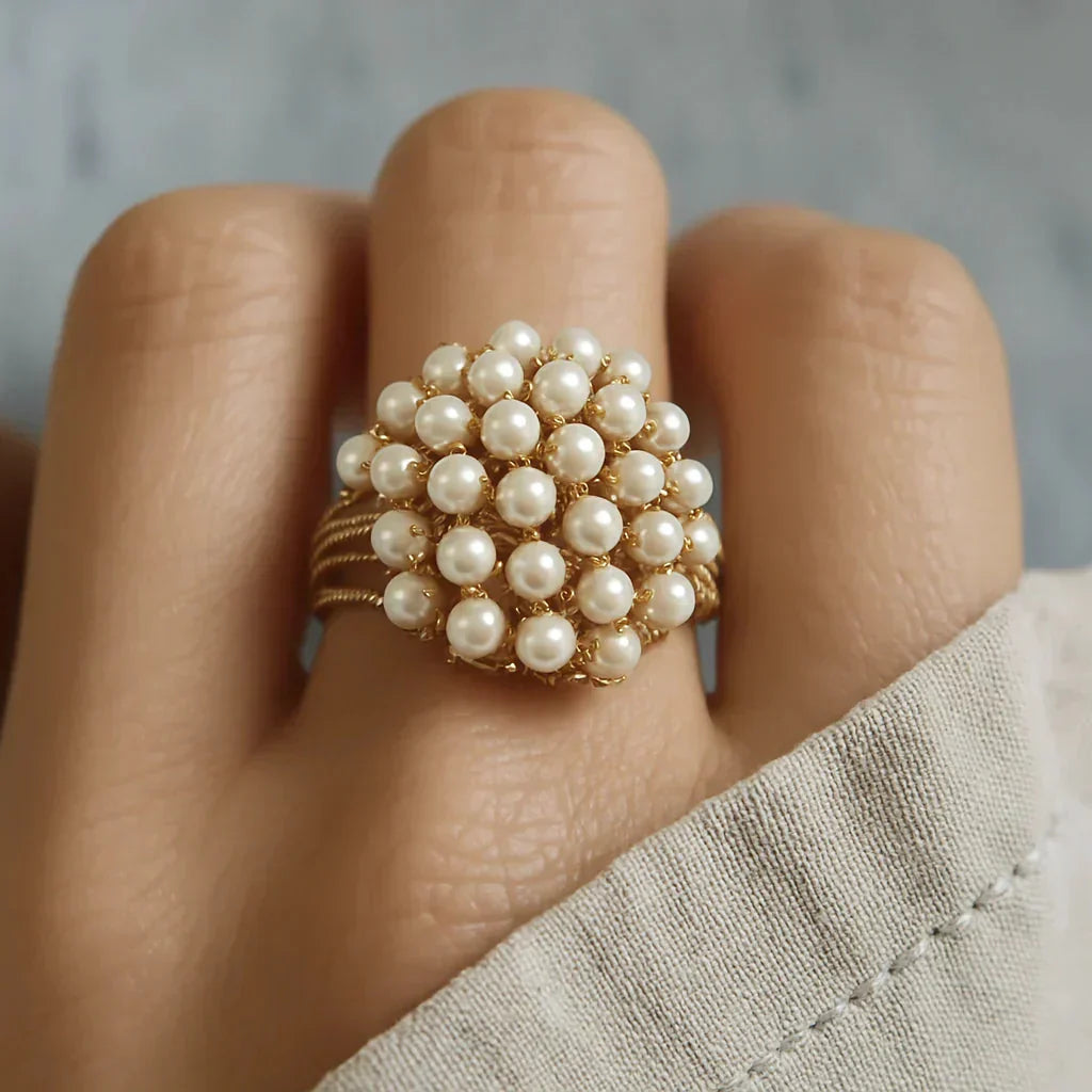 Vintage Pearl Cluster Statement Ring