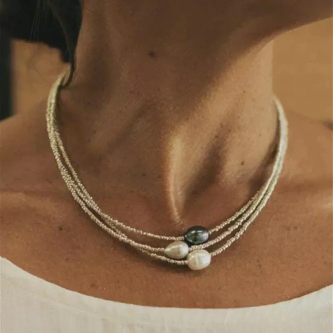 Layered Freshwater Pearl Beaded Necklace