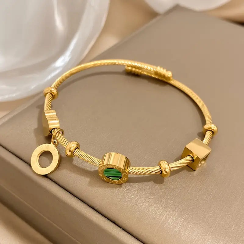 Vintage Gold Charm Cable Bracelet