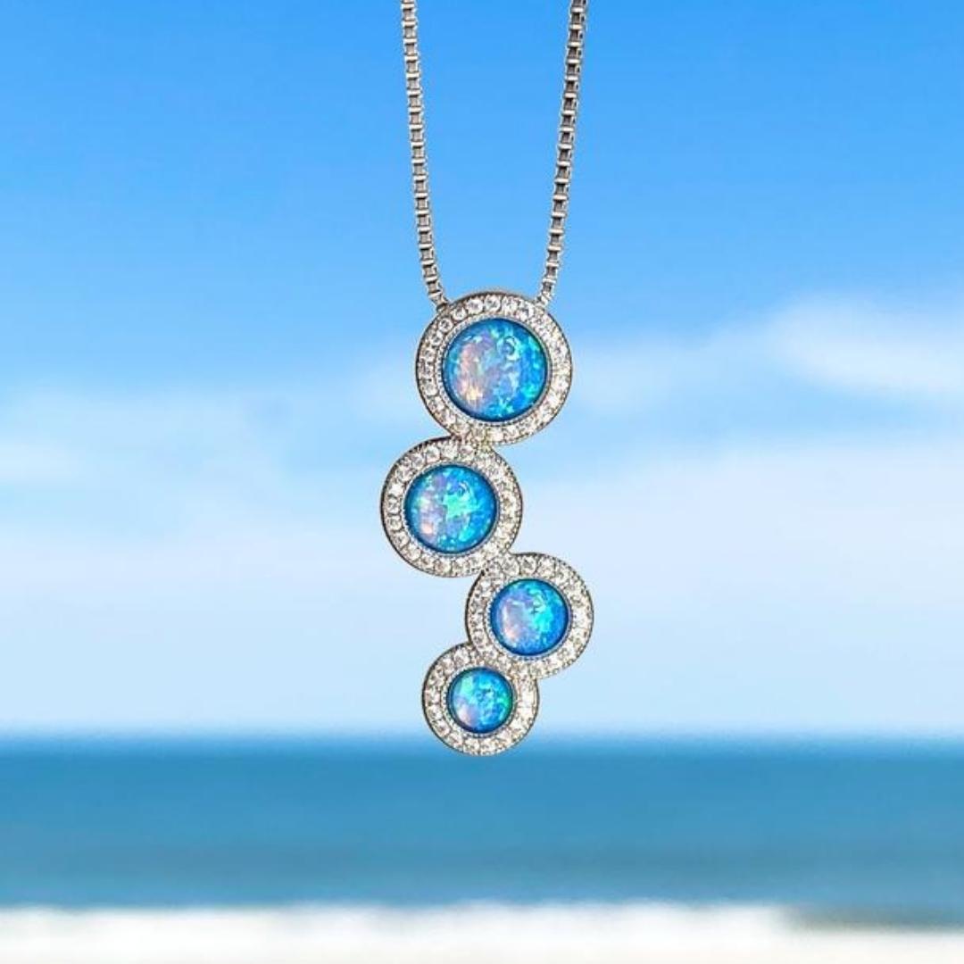 Opal Halo Cascade Necklace