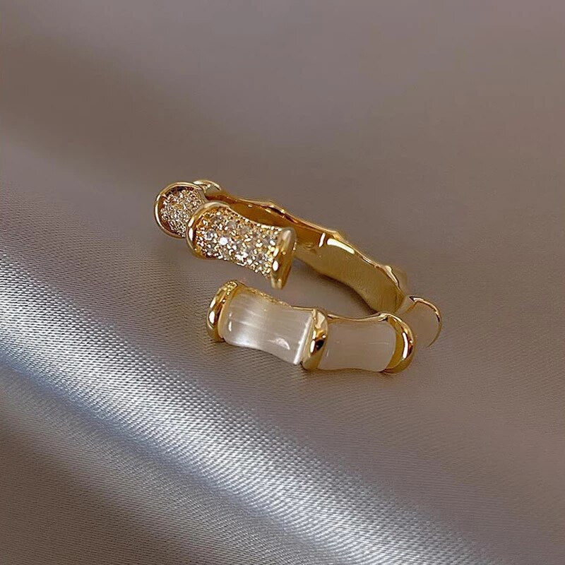 Adjustable Luxury White Opal Ring