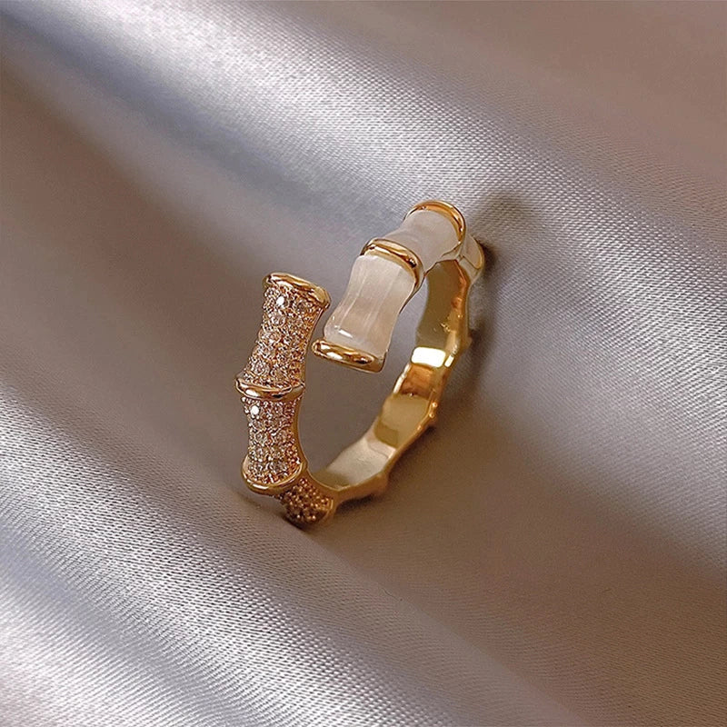 Adjustable Luxury White Opal Ring