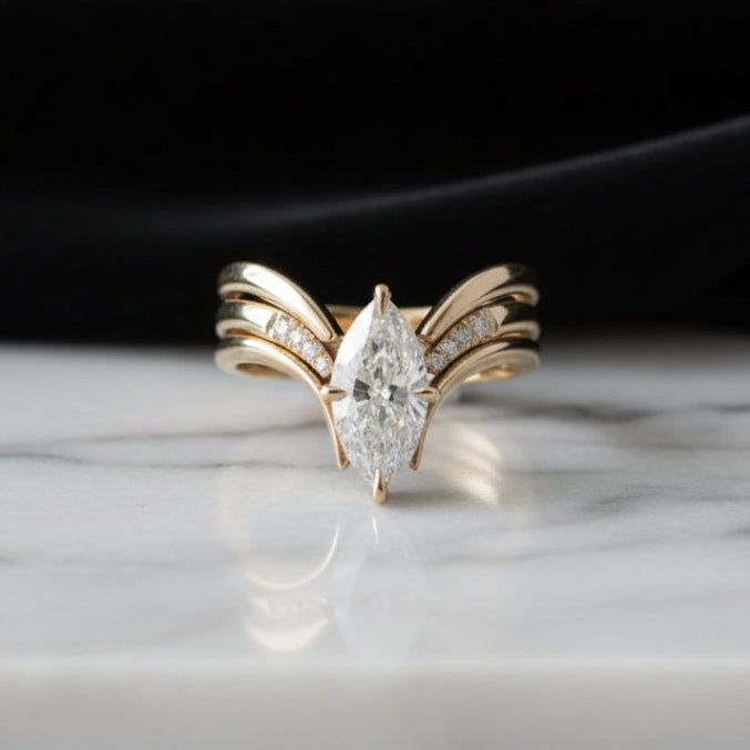 Marquise Crystal Gold Statement Ring