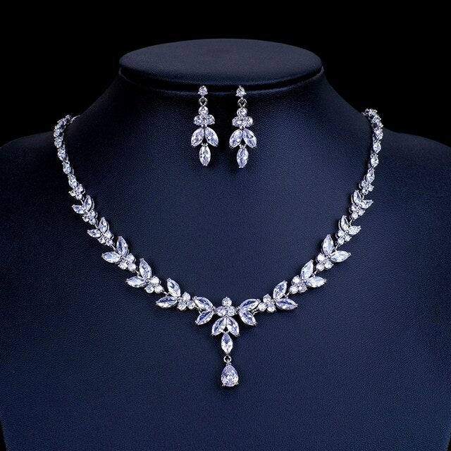 Crystal Leaf Jewelry Set