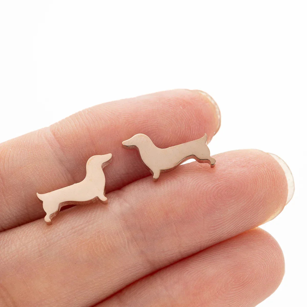 Minimalist Silver Dachshund Stud Earrings