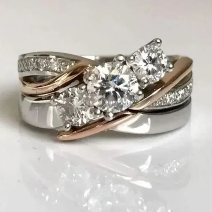Three Stone Crystal Statement Ring