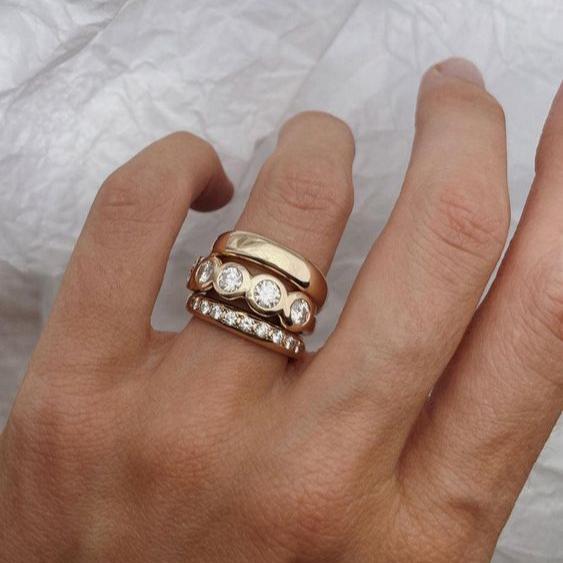 Vintage Gold Layered Zirconia Ring Set