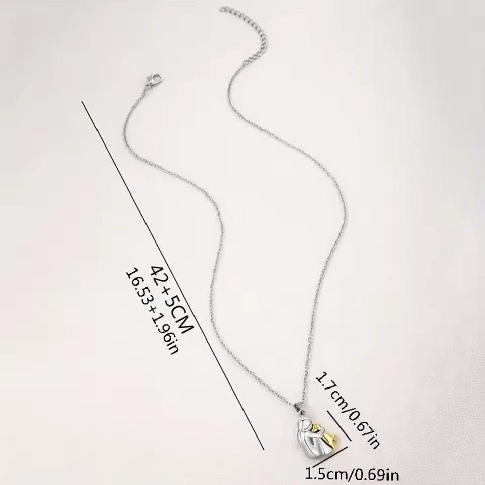 Mother and Dog Hug Pendant Necklace