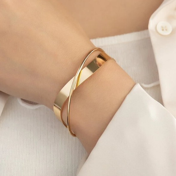 Elegant Double Layer Gold Cuff Bracelet