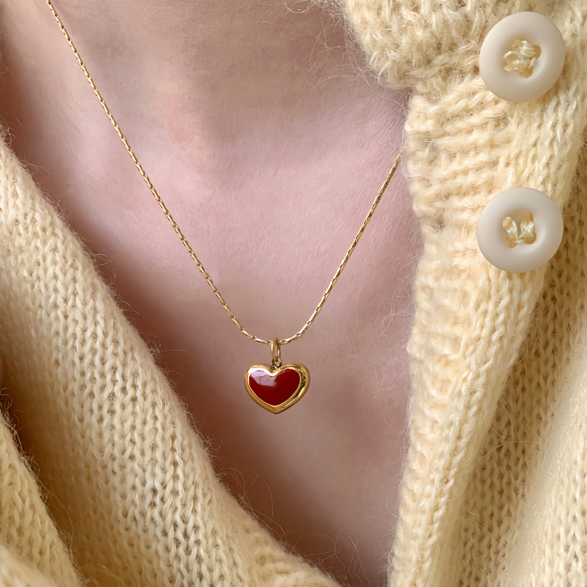 Ruby Heart Pendant Necklace