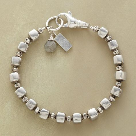 Vintage Silver Cube Bead Bracelet
