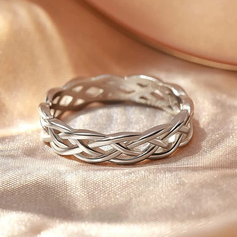 Vintage Twisted Woven Silver Band Ring