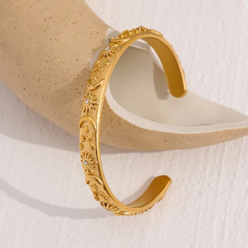 Celestial Gold Open Cuff Bracelet