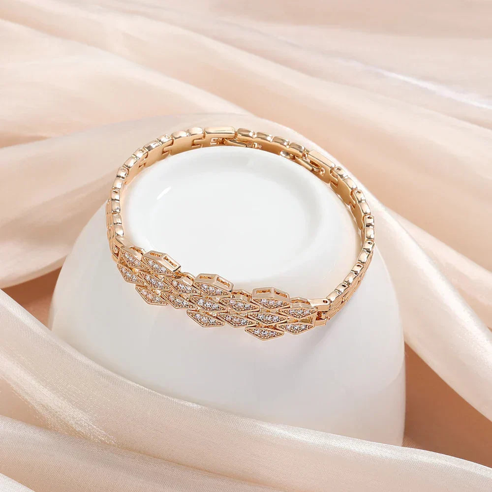 Vintage Rose Gold Crystal Bangle Bracelet